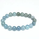 アクアマリン ブレスレット 10mm 藍玉 ブレス aqua marine bracelet 3月の誕生石 メンズ レディース 一点物 送料無料 111-269...