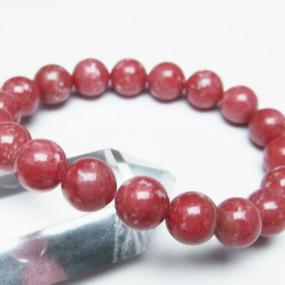 チューライト ブレスレット 10mm Thulite ロザリン 桃簾石 ブレス Bracelet メンズ レディース 一点物 メール便可 [M便 1/10] 111-23349