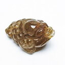 \18日はポイント5倍/ ルチルクォーツ 置物 金蟾 キンセン 彫刻品 原石 ブロンズルチル 開運 風水 縁起物 インテリア メンズ レディース 一点物 [送料...