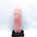 ローズクォーツ 六角柱|薔薇石英 水晶ポイント 原石 ばら石英 rosequartz 紅石英 ピンク インテリア 置物 台座付属 一点物 152-1900