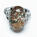 ガーデンクォーツ リング 指輪 14号 フリーサイズ 調整可能 苔入り水晶 庭園水晶 garden quartz ring ガーデン水晶 パワーストーン 天然石 一点物 メール便可 [M便 1/20] 115-4640