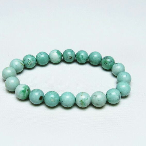 バリサイト ブレスレット 10mm バリシア石 ブレス Variscite bracelet バリッシャー石 ユタライト パワーストーン 天然石 一点物 メール便可  111-29021