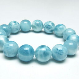 ラリマー ブレスレット 15mm ラリマール ブレス ソーダ珪灰石 ペクトライト pectolite ブルーペクトライト larimar bracelet 一点物 送料無料 111-38064