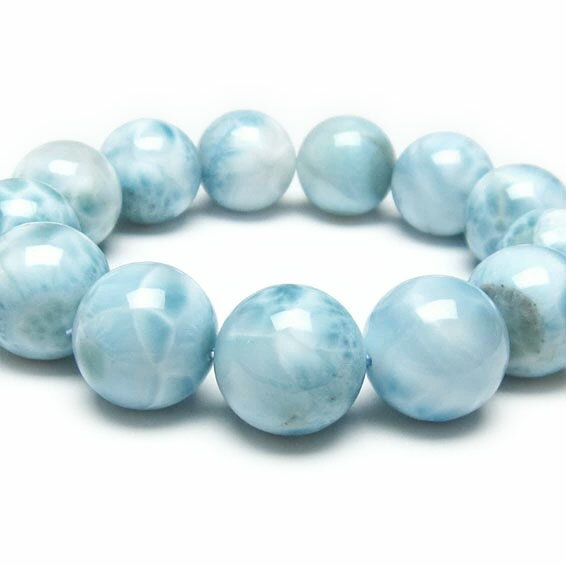 ラリマー ブレスレット 19mm ラリマール ブレス larimar bracelet ペクトライト pectolite 一点物 送料無料 199-183