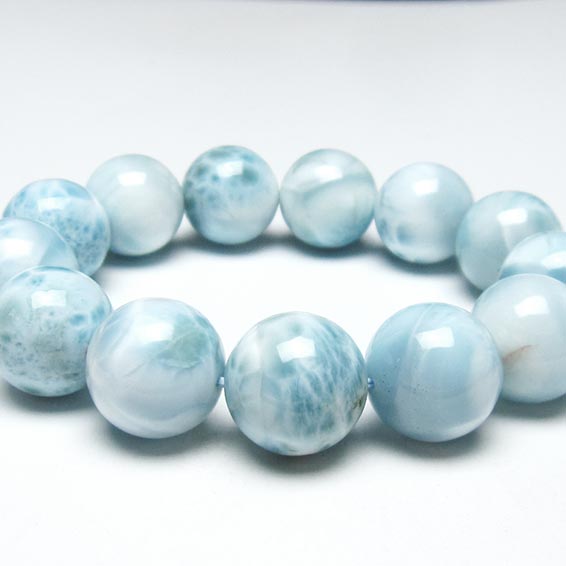 楽天天然石・パワーストーンの東昇ラリマー ブレスレット 18mm ラリマール ブレス larimar bracelet ペクトライト pectolite 一点物 送料無料 199-184