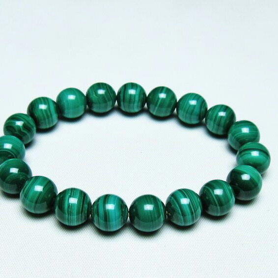 マラカイト ブレスレット 10mm ブレス bracelet 孔雀石 パワーストーン 天然石 一点物 メール便可 [M便 1/10] 111-40425