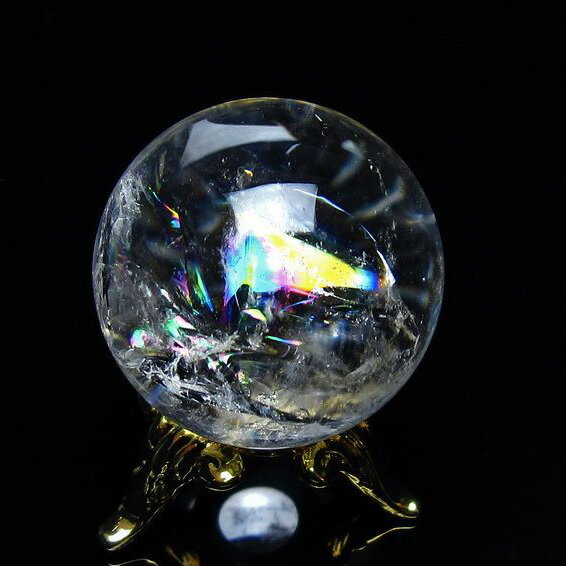 アイリスクォーツ 水晶 丸玉 虹入り 25mm 台座付属 水晶玉 球 置物 原石 i...