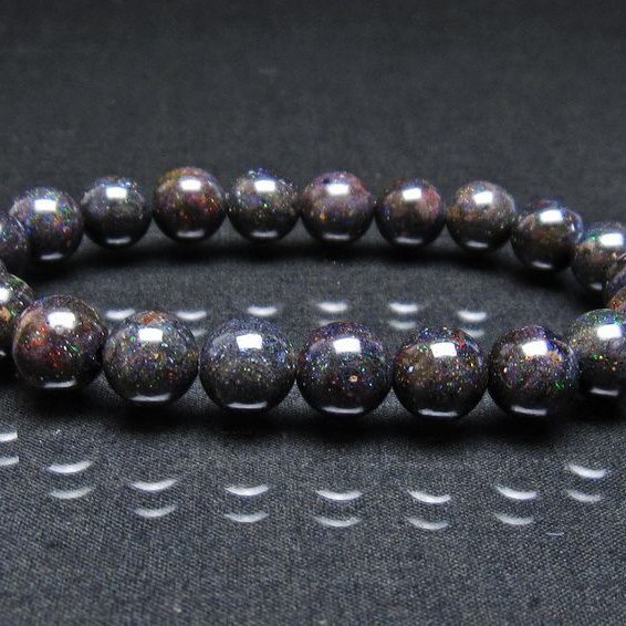 ブラックオパール ブレスレット 10mm 一点物 送料無料 111-37972