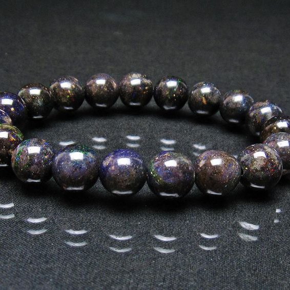 ブラックオパール ブレスレット 11mm ブラックマトリックスオパール ブレス 一点物 送料無料 111-37554