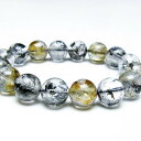 ブラックエレスチャルクォーツ ブレスレット 13mm エレスチャル水晶 ブレス bracelet 一点物 送料無料 111-37861(3)