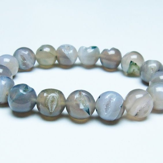 アゲート 笑口ブレスレット 12mm 一点物 メール便可 [M便 1/10] 111-39587