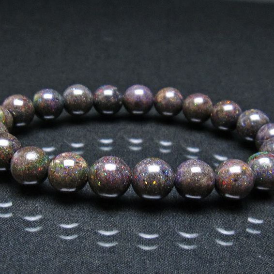 ブラックオパール ブレスレット 10mm ブラックマトリックスオパール ブレス 一点物 送料無料 111-37891