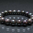 ブラックオパール ブレスレット 12mm ブラックマトリックスオパール ブレス 一点物 送料無料 111-37906