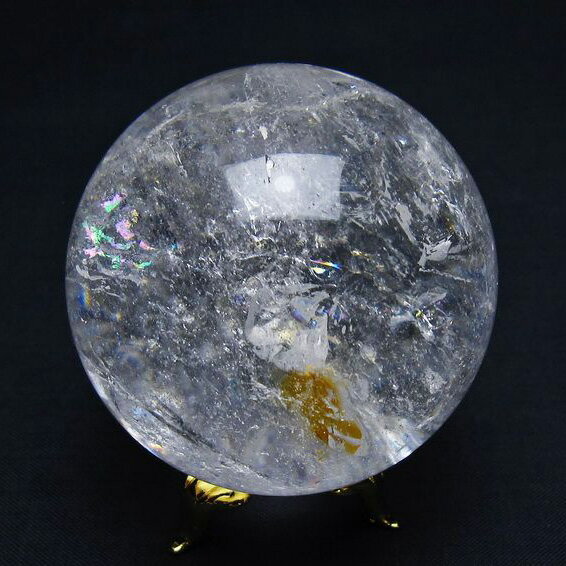 水晶 丸玉 虹入り 58mm 台座付属 水晶玉 球体 玉 浄化用水晶 crystal quar...