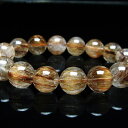 \お買い物マラソンPT5倍/ ルチルクォーツ ブレスレット 13mm ルチレイテッドクォーツ ブレス bracelet ブラウン 一点物 送料無料 111-45935|詳細画像