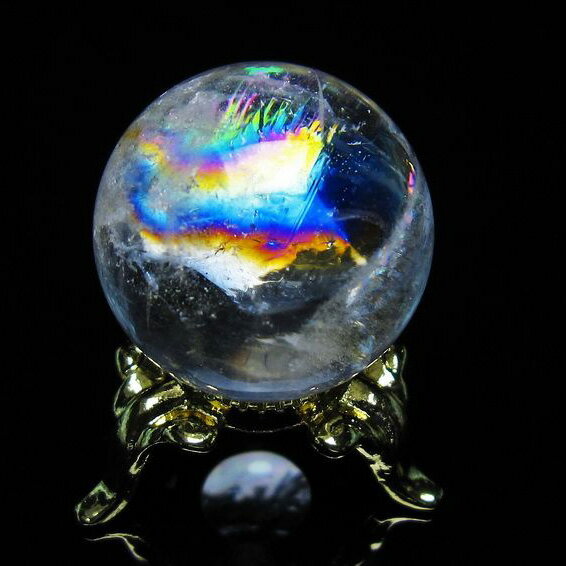 アイリスクォーツ 水晶 丸玉 虹入り 25mm 水晶玉 球 置物 天然水晶 浄化 ...