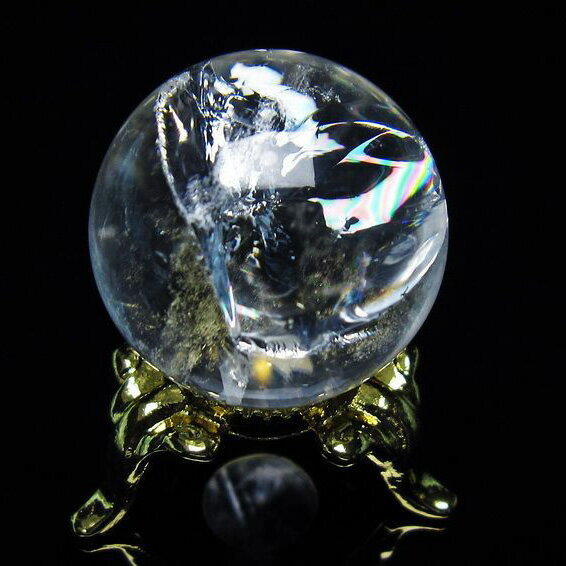 アイリスクォーツ 水晶 丸玉 虹入り 25mm 水晶玉 球 置物 天然水晶 浄化 ...