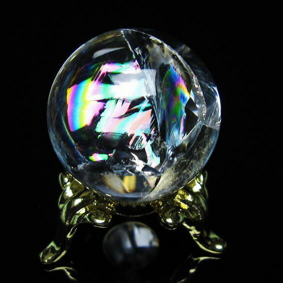 アイリスクォーツ 水晶 丸玉 虹入り 25mm 水晶玉 球 置物 天然水晶 浄化 ...