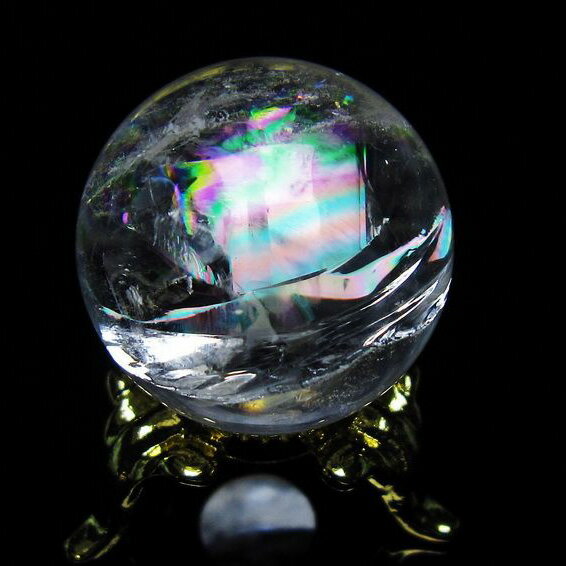 アイリスクォーツ 水晶 丸玉 虹入り 26mm 水晶玉 球 置物 天然水晶 浄化 ...