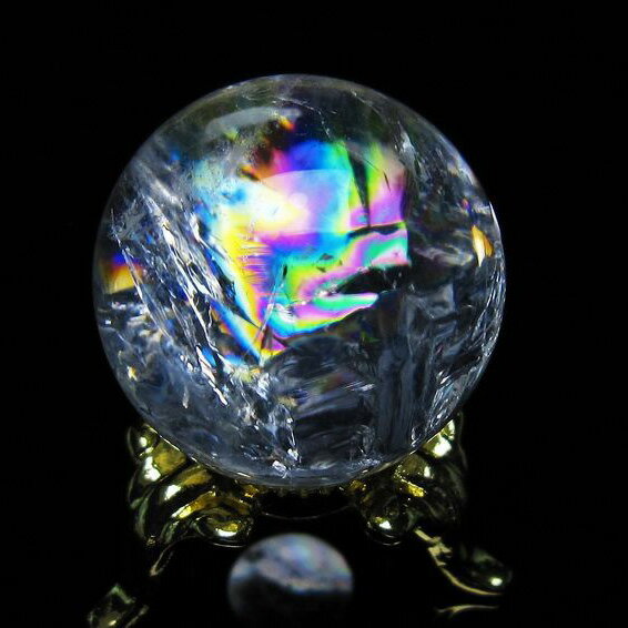 アイリスクォーツ 水晶 丸玉 虹入り 26mm 水晶玉 球 置物 天然水晶 浄化 ...