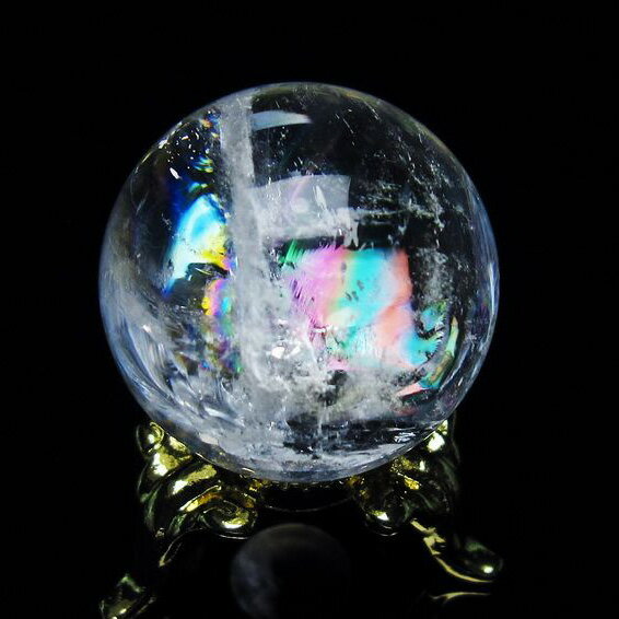 アイリスクォーツ 水晶 丸玉 虹入り 27mm 水晶玉 球 置物 天然水晶 浄化 ...