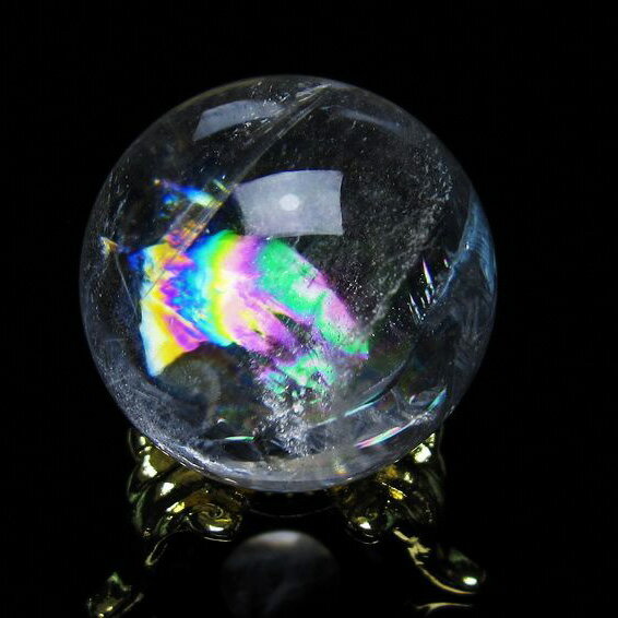 アイリスクォーツ 水晶 丸玉 虹入り 28mm 水晶玉 球 置物 天然水晶 浄化 ...