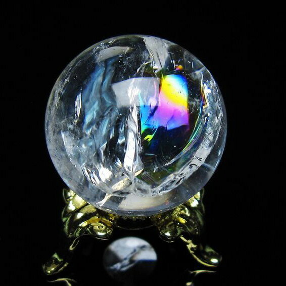 アイリスクォーツ 水晶 丸玉 虹入り 28mm 水晶玉 球 置物 天然水晶 浄化 ...