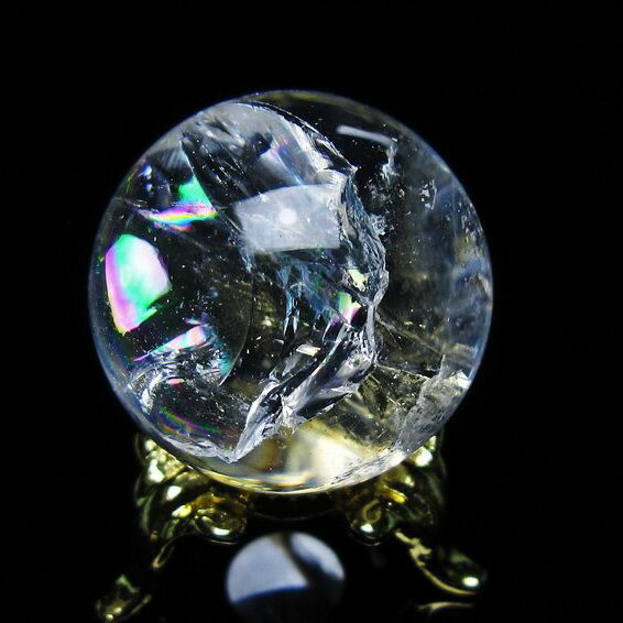 アイリスクォーツ 水晶 丸玉 虹入り 28mm 水晶玉 球 置物 天然水晶 浄化 ...