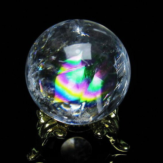 アイリスクォーツ 水晶 丸玉 虹入り 28mm 水晶玉 球 置物 天然水晶 浄化 ...