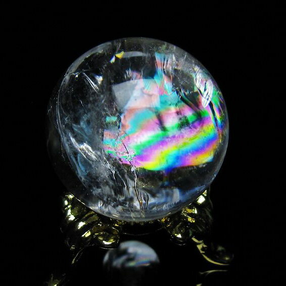 アイリスクォーツ 水晶 丸玉 虹入り 26mm 水晶玉 球 置物 天然水晶 浄化 ...