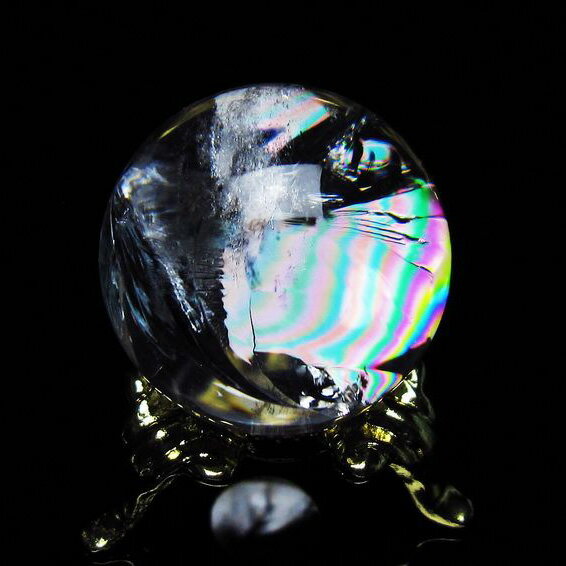 アイリスクォーツ 水晶 丸玉 虹入り 25mm スフィア 球 置物 水晶玉 quartz...