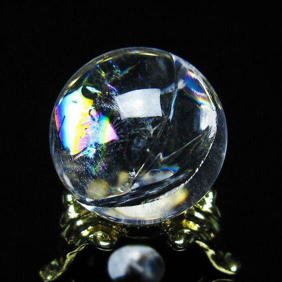 アイリスクォーツ 水晶 丸玉 虹入り 25mm スフィア 球 置物 水晶玉 quartz...