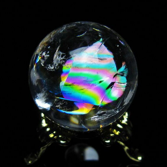 アイリスクォーツ 水晶 丸玉 虹入り 25mm スフィア 球 置物 水晶玉 quartz...