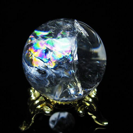 アイリスクォーツ 水晶 丸玉 虹入り 26mm スフィア 球 置物 水晶玉 quartz...