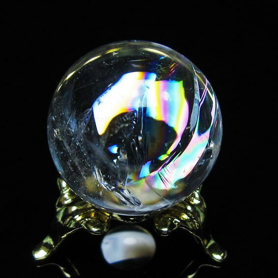 アイリスクォーツ 水晶 丸玉 虹入り 26mm スフィア 球 置物 水晶玉 quartz...