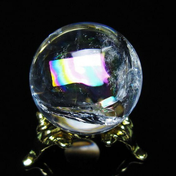 アイリスクォーツ 水晶 丸玉 虹入り 26mm スフィア 球 置物 水晶玉 quartz...