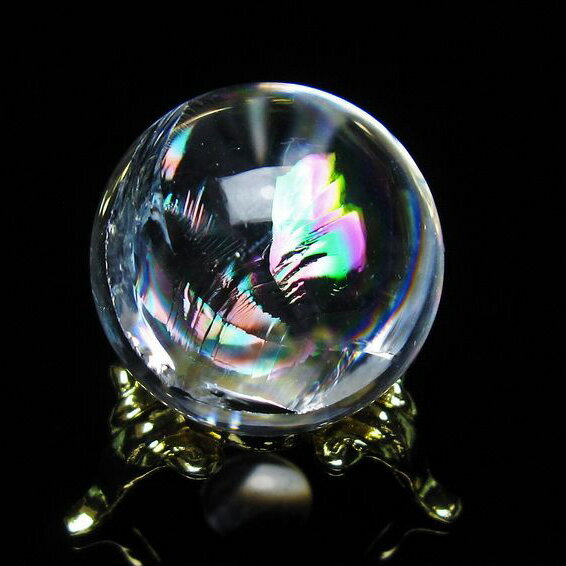 アイリスクォーツ 水晶 丸玉 虹入り 25mm スフィア 球 置物 水晶玉 quartz...