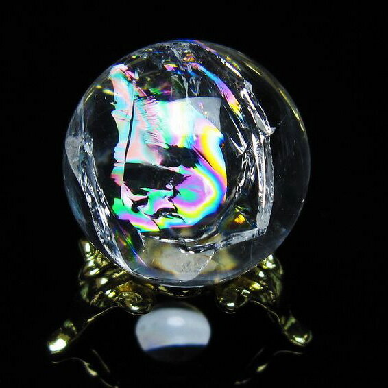 アイリスクォーツ 水晶 丸玉 虹入り 27mm スフィア 球 置物 水晶玉 quartz...