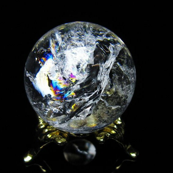 アイリスクォーツ 水晶 丸玉 虹入り 28mm スフィア 球 置物 水晶玉 quartz...