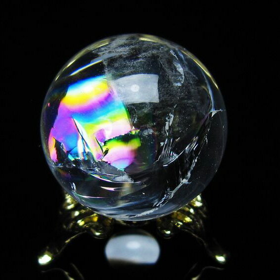アイリスクォーツ 水晶 丸玉 虹入り 28mm スフィア 球 置物 水晶玉 quartz...