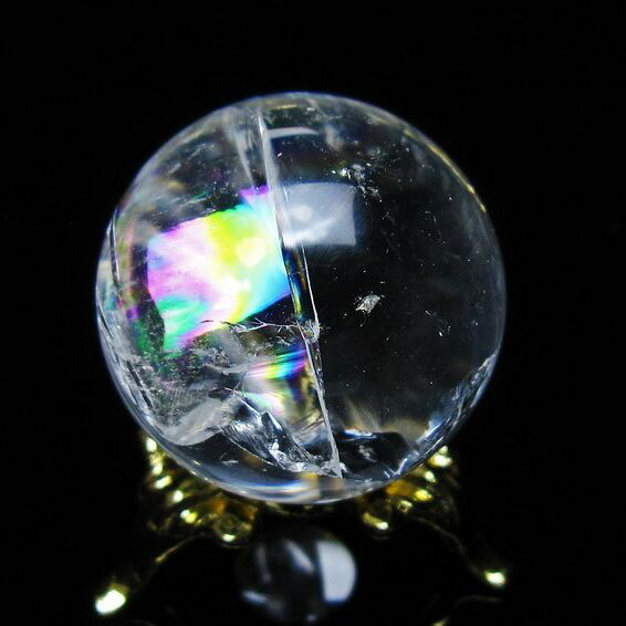 アイリスクォーツ 水晶 丸玉 虹入り 28mm スフィア 球 置物 水晶玉 quartz...