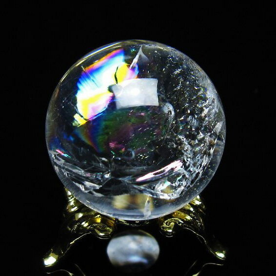 アイリスクォーツ 水晶 丸玉 虹入り 28mm スフィア 球 置物 水晶玉 quartz...