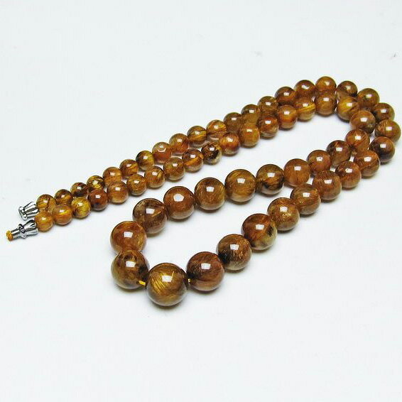 タイチンルチルクォーツ ネックレス ブラウンゴールド ルチレイテッドクォーツ 極上 一点物 送料無料 199-337