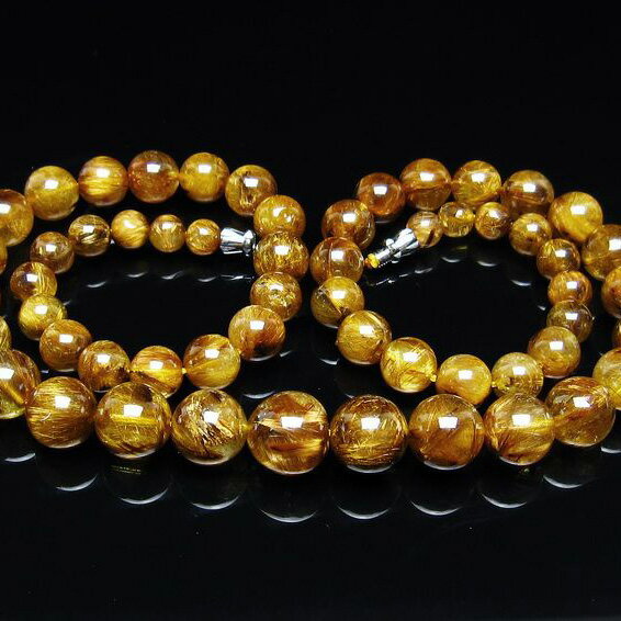 タイチンルチルクォーツ ネックレス ブラウンゴールド ルチレイテッドクォーツ 一点物 送料無料 199-338