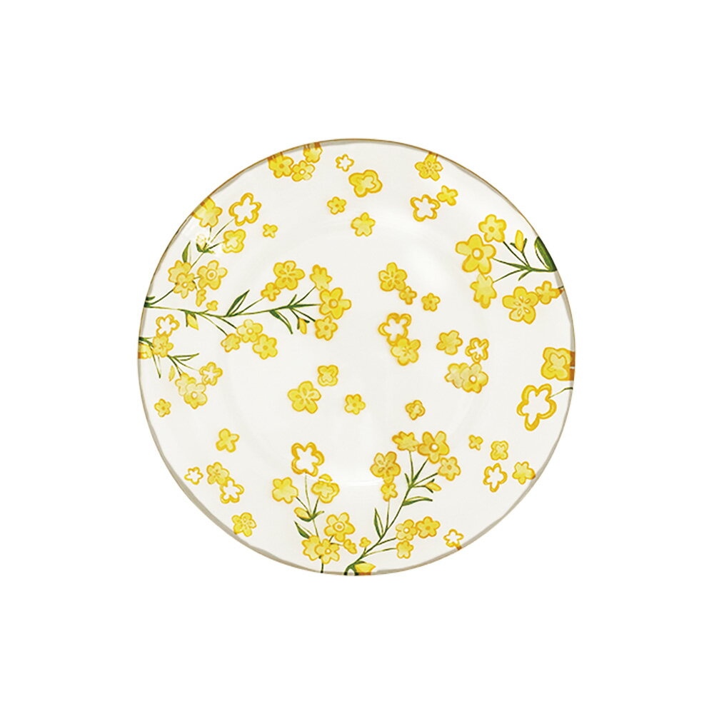 丸グラス 12cm 15cm 18cm プレート PICCOLO ピンク イエロー 美濃焼 食器 陶器 モダン おしゃれ 日本製 ガラス 花柄 小皿 取皿 かわいい 朝食 ディナー テーブル 国産