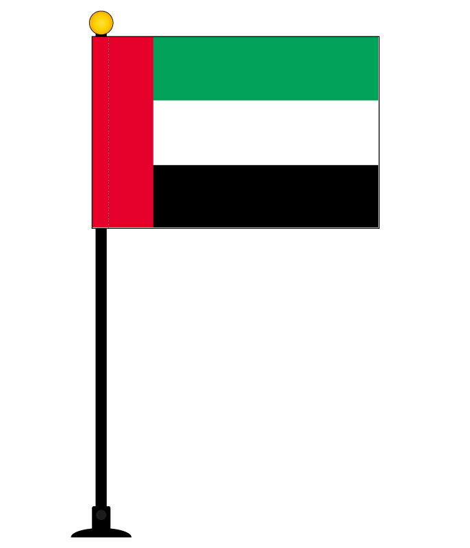 TOSPA アラブ首長国連邦 UAE 国旗 ミニフラッグ 旗サイズ10.5×15.7cm テトロンスエード製 ポール27cm 吸盤のセット 日本製 世界の国旗シリーズ