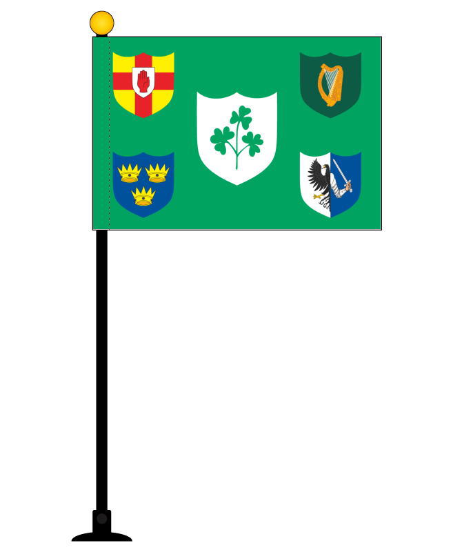 TOSPA アイルランドラグビー代表の旗 ミニフラッグ 旗サイズ10.5×15.7cm テトロンスエード製 ポール27cm 吸盤のセット 日本製 世界の国旗シリーズ