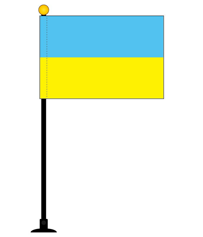 TOSPA ウクライナ 国旗 ミニフラッグ 旗サイズ10.5×15.7cm テトロンスエード製 ポール27cm 吸盤のセット 日本製 世界の国旗シリーズ