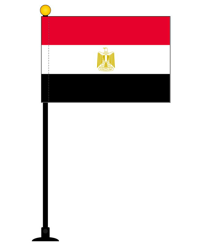 TOSPA エジプト 国旗 ミニフラッグ 旗サイズ10.5×15.7cm テトロンスエード製 ポール27cm 吸盤のセット 日本製 世界の国旗シリーズ