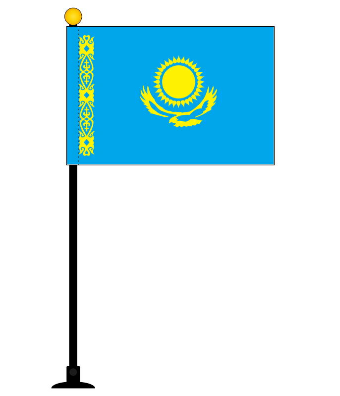 TOSPA カザフスタン 国旗 ミニフラッグ 旗サイズ10.5×15.7cm テトロンスエード製 ポール27cm 吸盤のセット 日本製 世界の国旗シリーズ